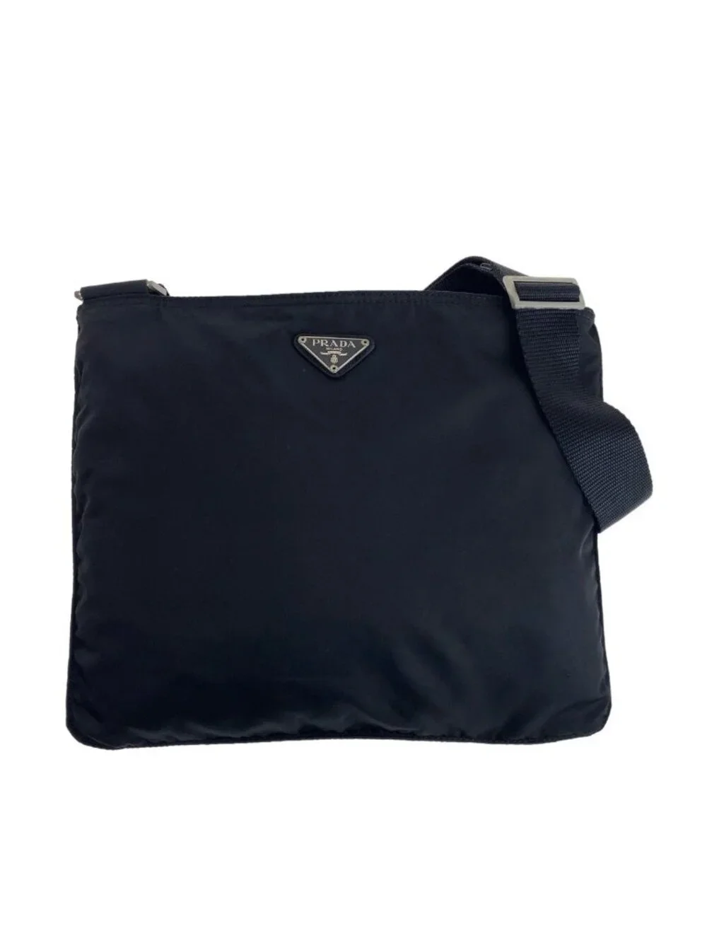 Prada Tessuto Black Silver Nylon Shoulder Bag Pochette